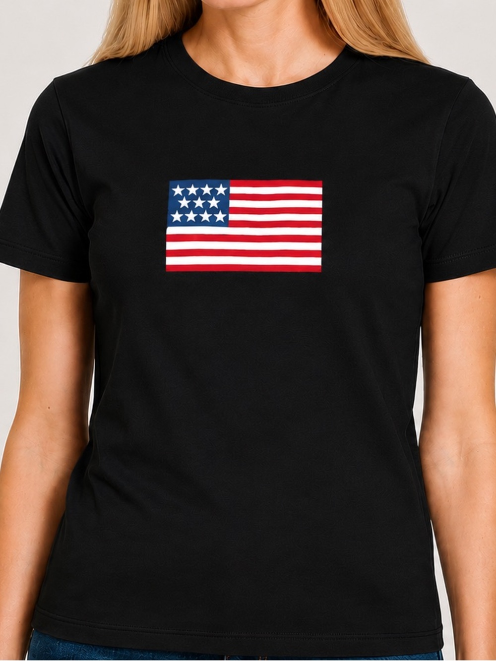Black ZENANA Flag Tee NWOT